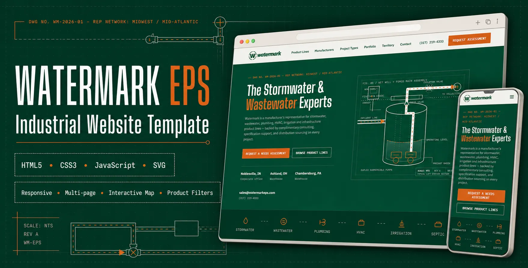 Watermark EPS — Industrial Water Treatment Website Template