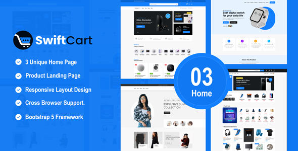 SwiftCart - 电子商务多用途 HTML 模板 preview 1